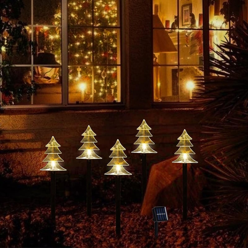 ILLUMINEW Outdoor Christmas Decorations, Solar Christmas Pathway Lights, Set of 5 Waterproof Landscape LED Lights for Yard Lawn Patio Walkway Decor - Image 4
